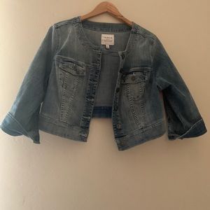 Torrid Cropped Collarless Denim Jacket Size 0